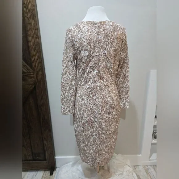 Xscape Sequined and Lace Midi Cocktail Dress NWT size 14P champagne/white Dresses Xscape Sequined and Lace Midi Cocktail Dress NWT size 14P champagne/white Dresses